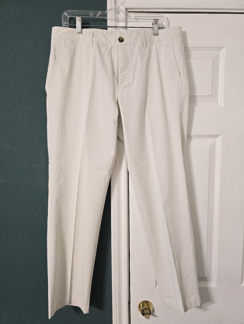 35x30 Bonobos Flat Front Chino Pants Straight Leg Beige Stretch Casual Office